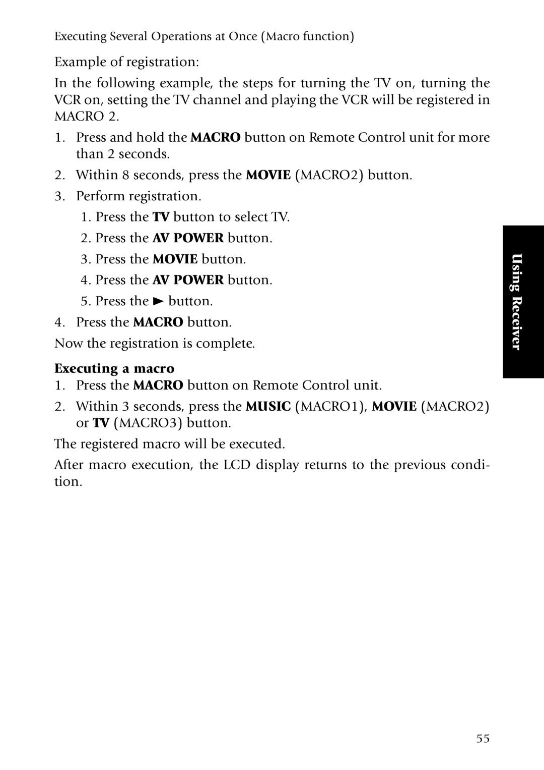 Kenwood KRF-X7775D manual Executing a macro 