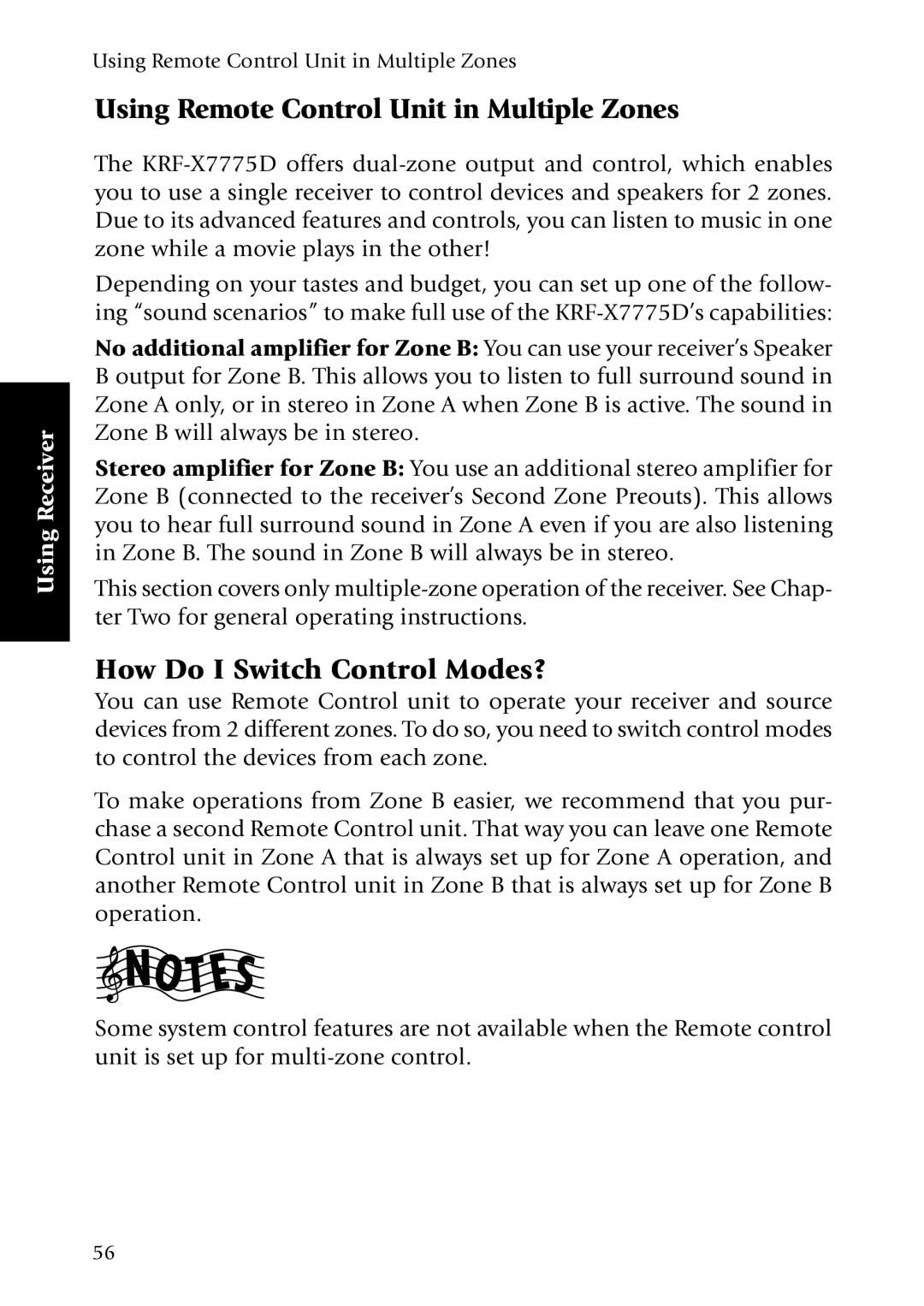 Kenwood KRF-X7775D manual Using Remote Control Unit in Multiple Zones, How Do I Switch Control Modes? 