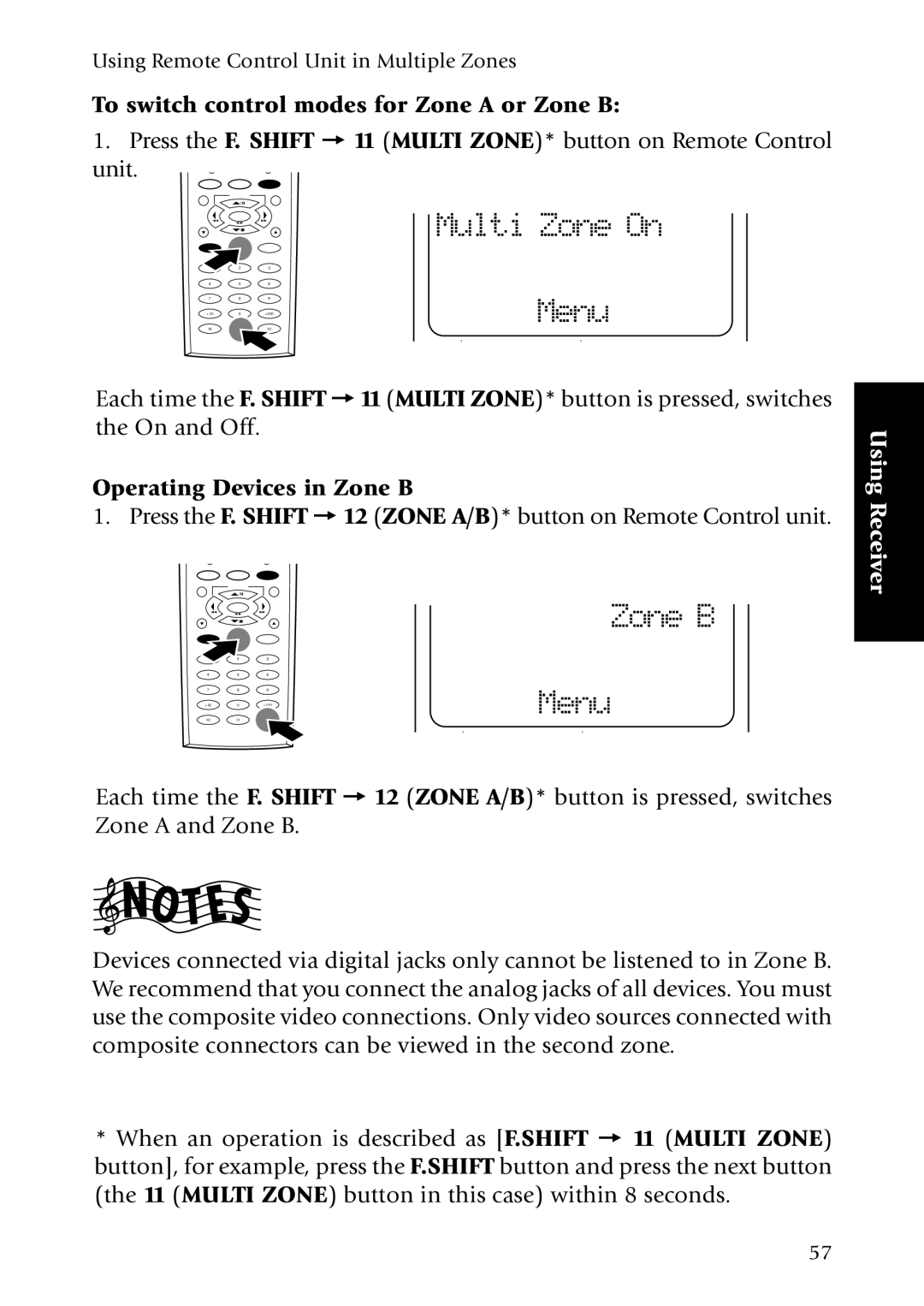 Kenwood KRF-X7775D manual To switch control modes for Zone a or Zone B, Operating Devices in Zone B 