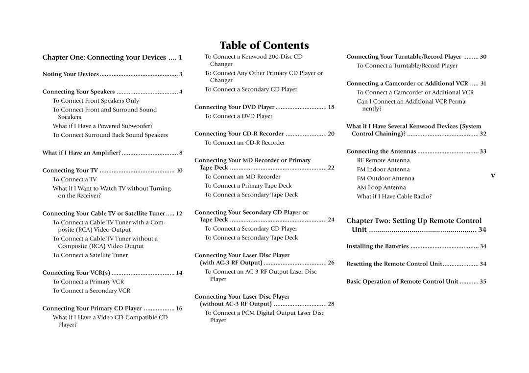 Kenwood KRF-X7775D manual Table of Contents 