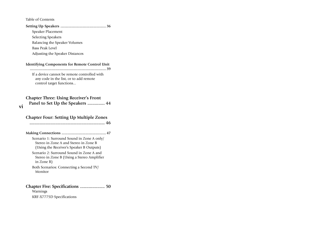 Kenwood KRF-X7775D manual Chapter Five Specifications 