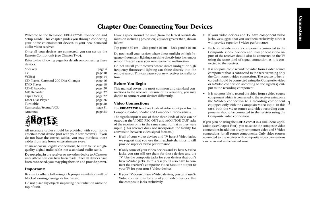 Kenwood KRF-X7775D manual Before You Begin, Video Connections 