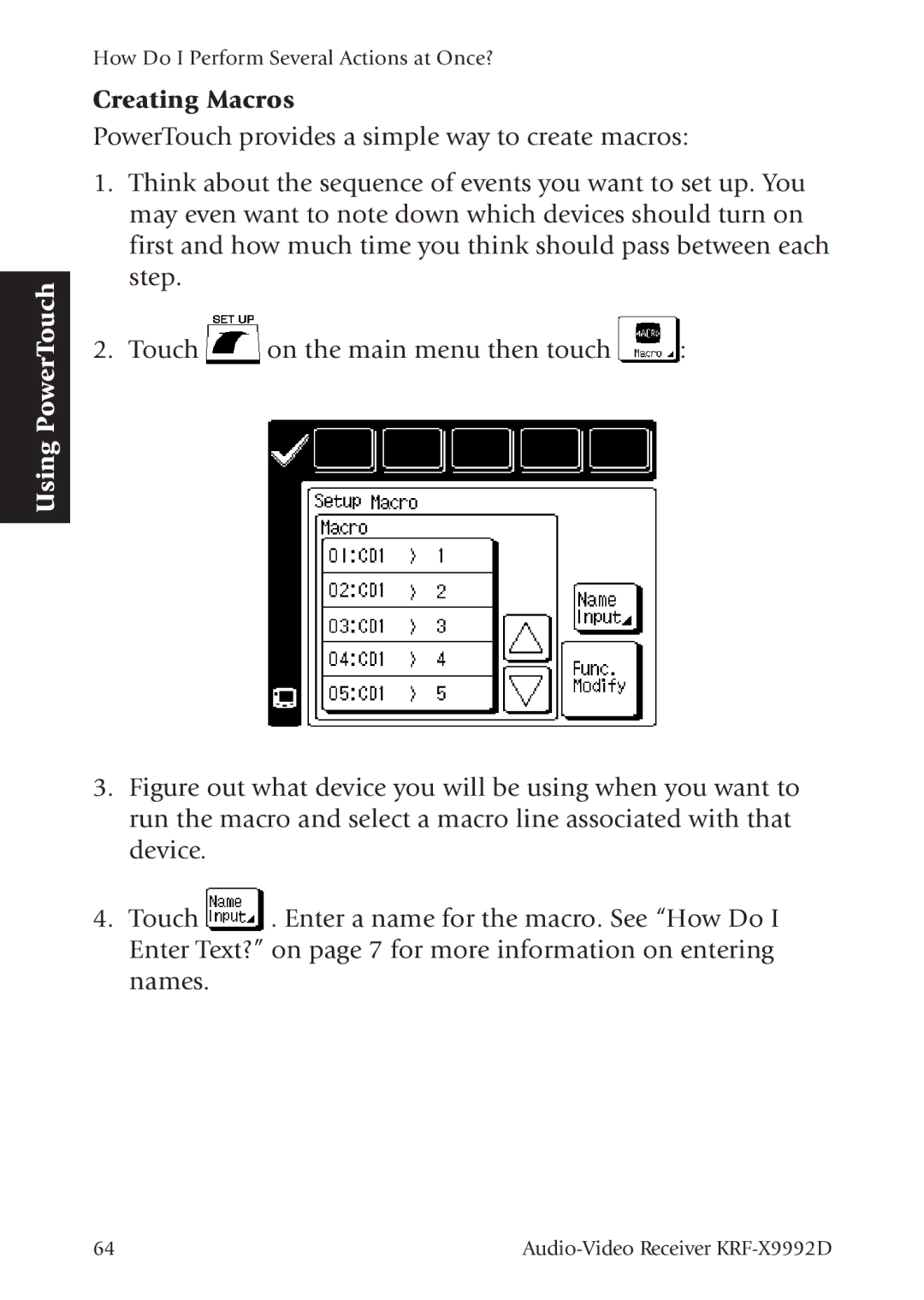 Kenwood KRF-X9992D manual Creating Macros 