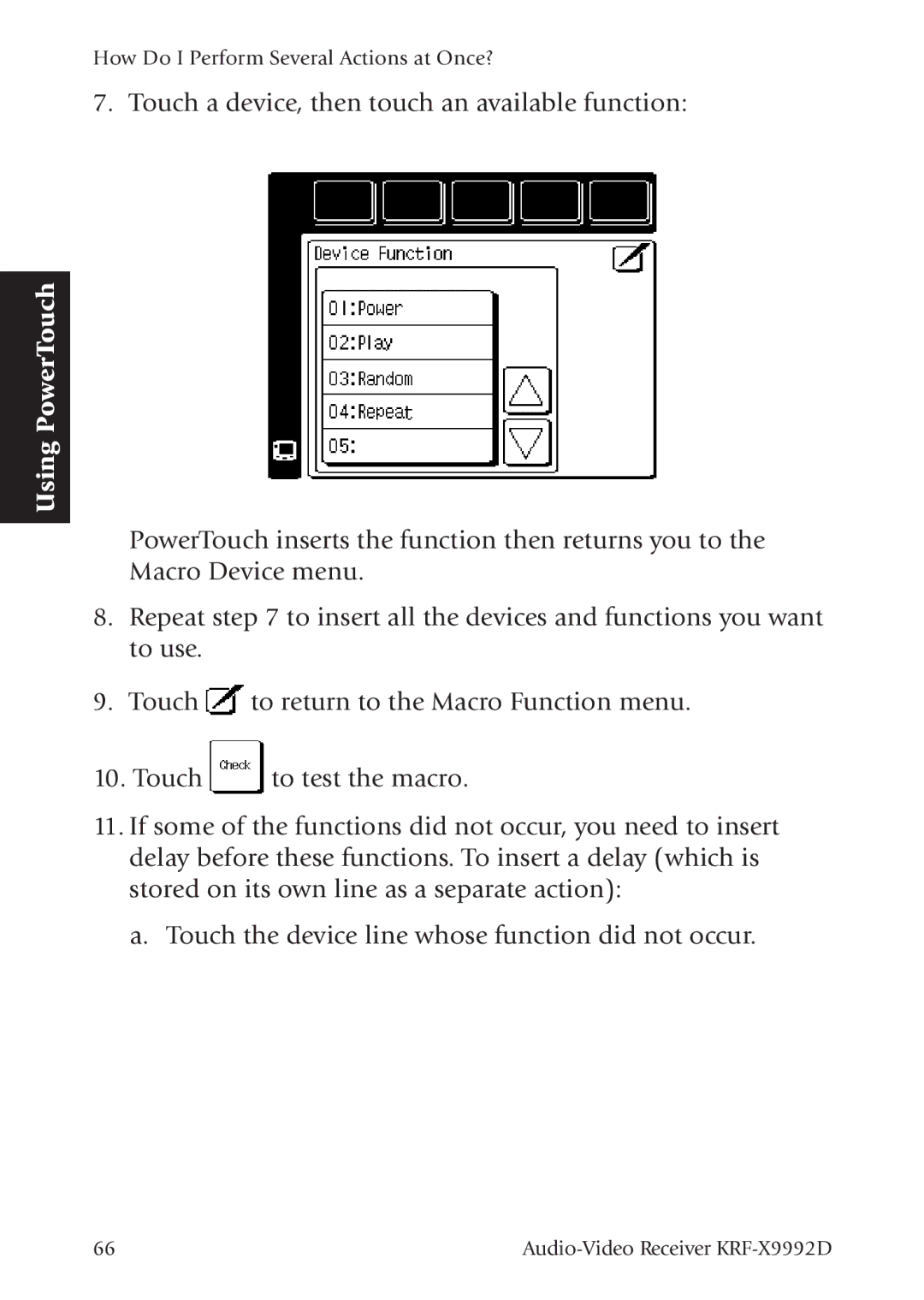 Kenwood KRF-X9992D manual Touch a device, then touch an available function 