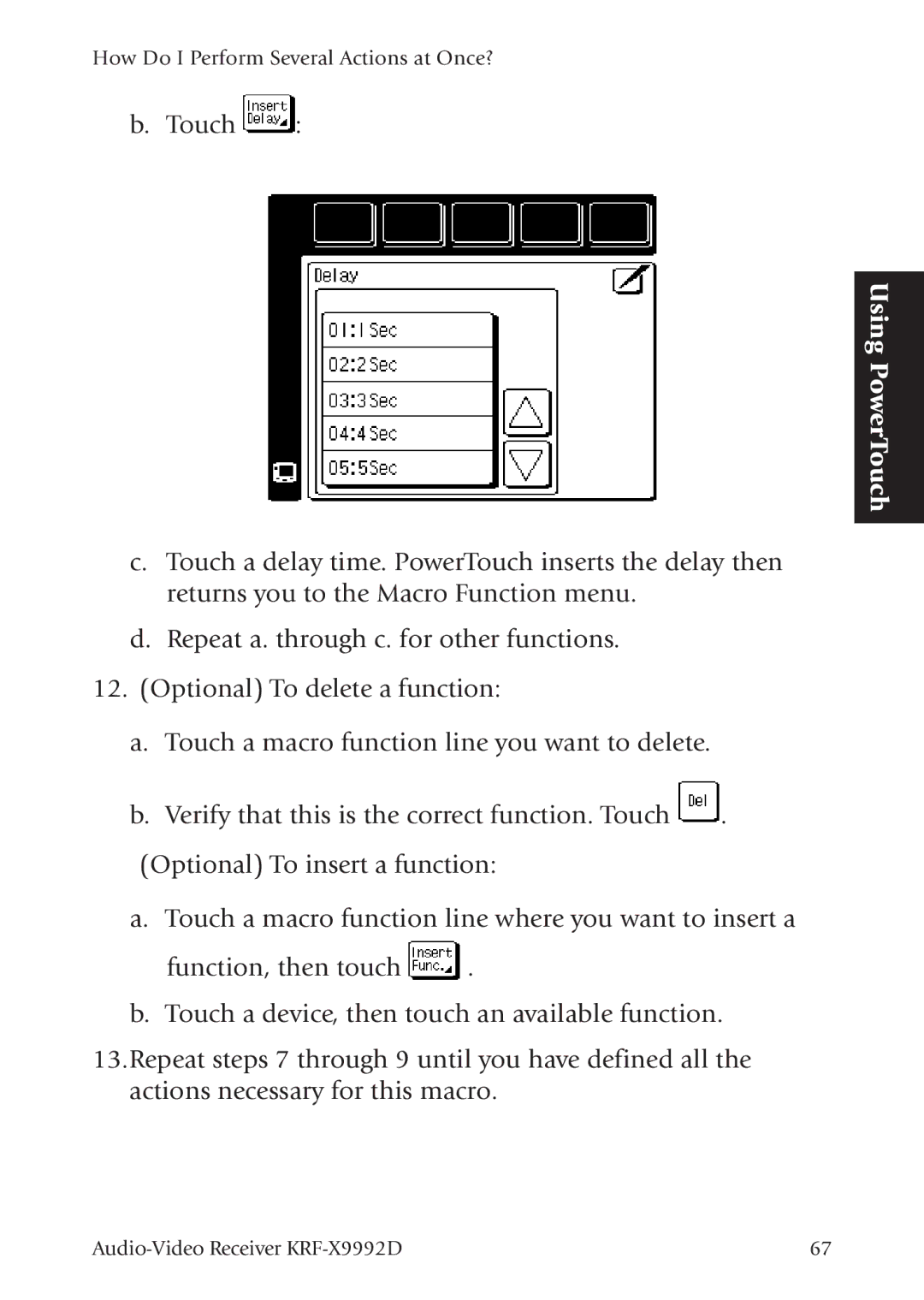 Kenwood KRF-X9992D manual Using PowerTouch 