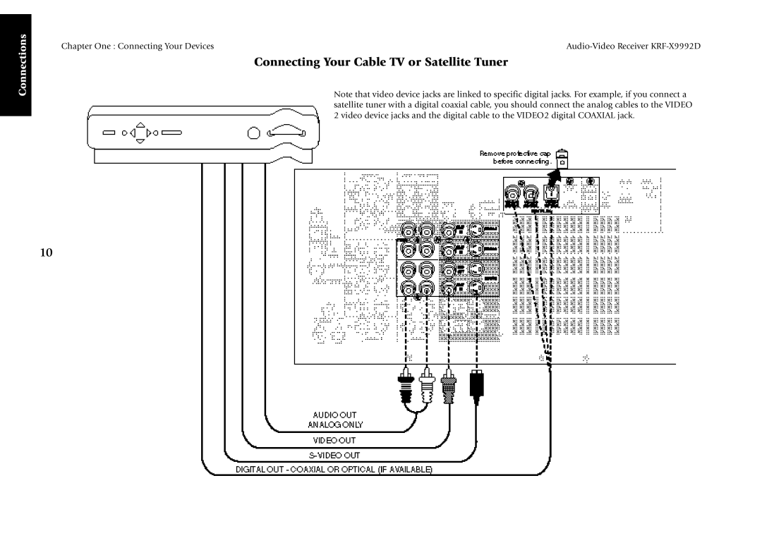 Kenwood KRF-X9992D manual Connecting Your Cable TV or Satellite Tuner 