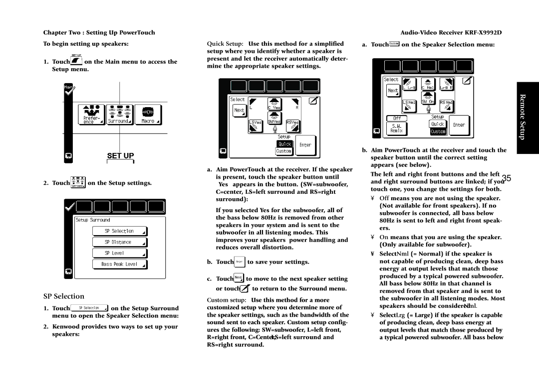 Kenwood KRF-X9992D manual SP Selection 