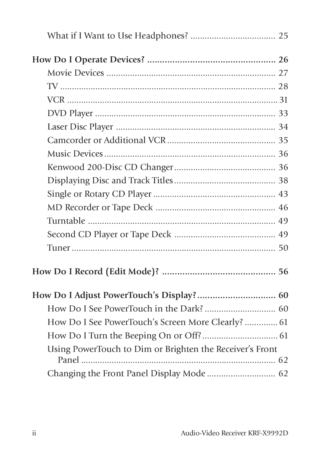 Kenwood KRF-X9992D manual How Do I Operate Devices?, Vcr 