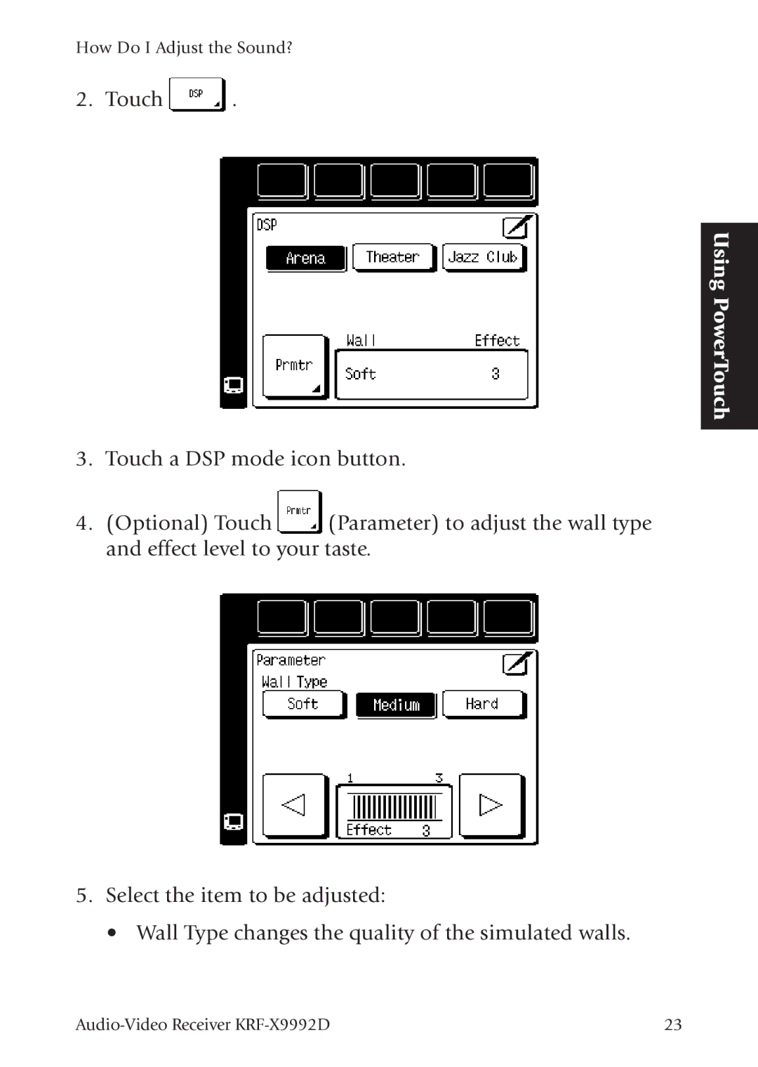 Kenwood KRF-X9992D manual Using PowerTouch 