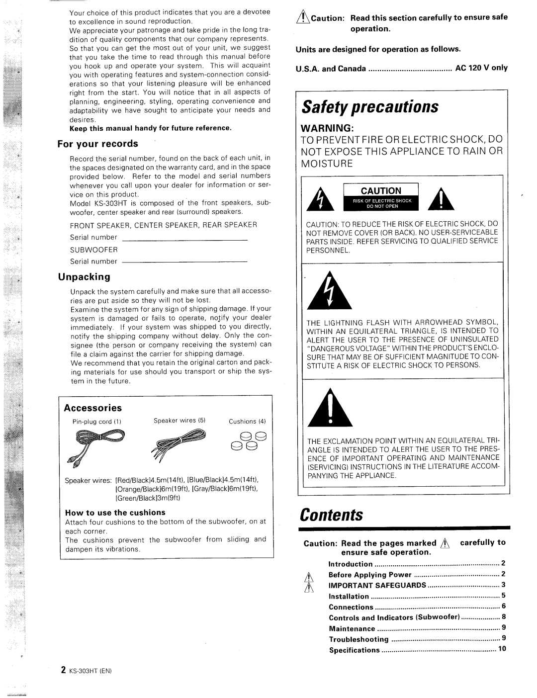 Kenwood KS-303HT manual 