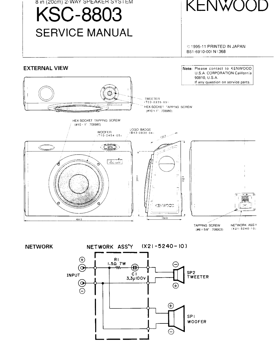 Kenwood KSC-8803 manual 