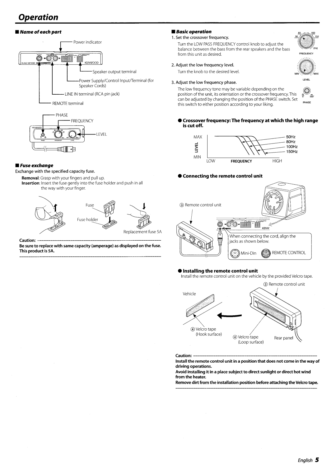 Kenwood KSC-WD250 manual 