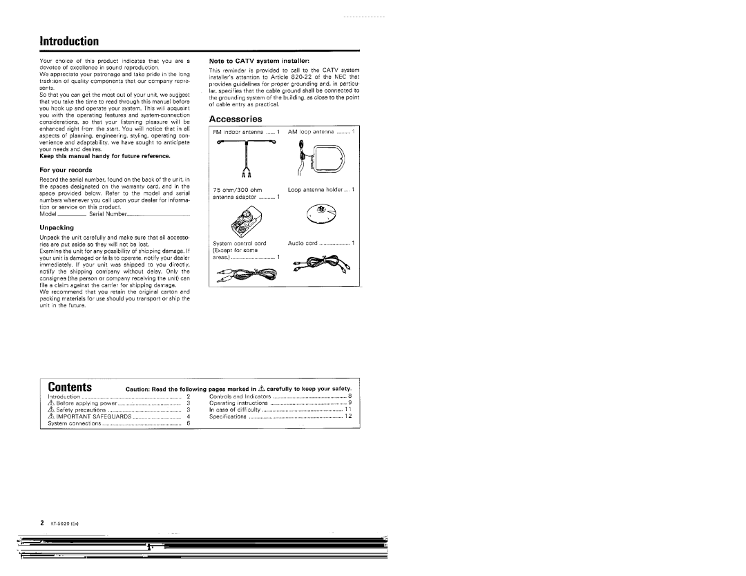 Kenwood KT-5020L manual 