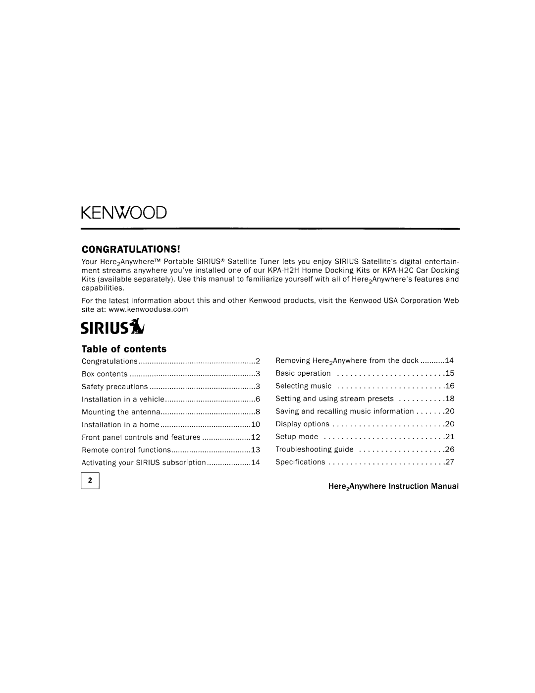 Kenwood KTC=H2A1 manual 