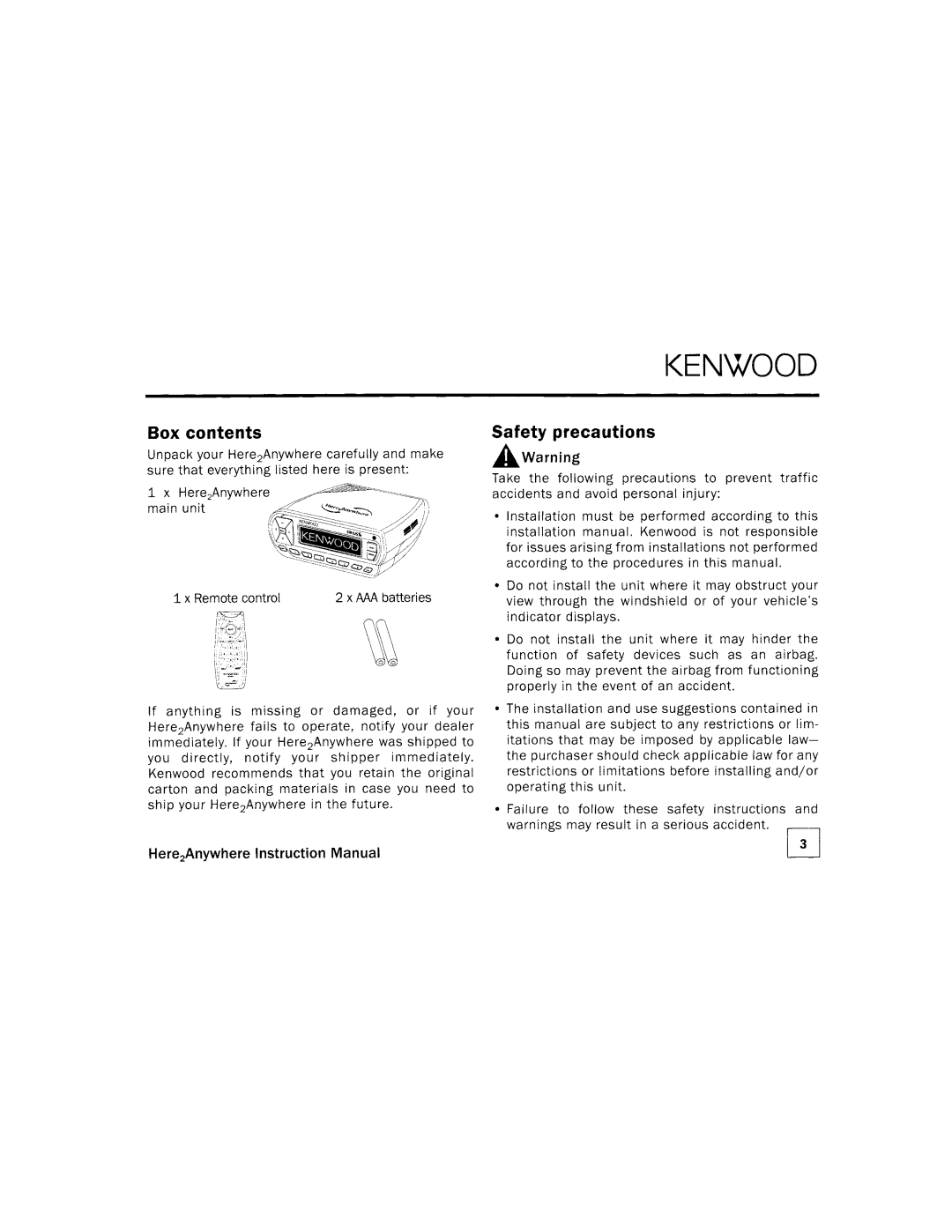 Kenwood KTC=H2A1 manual 