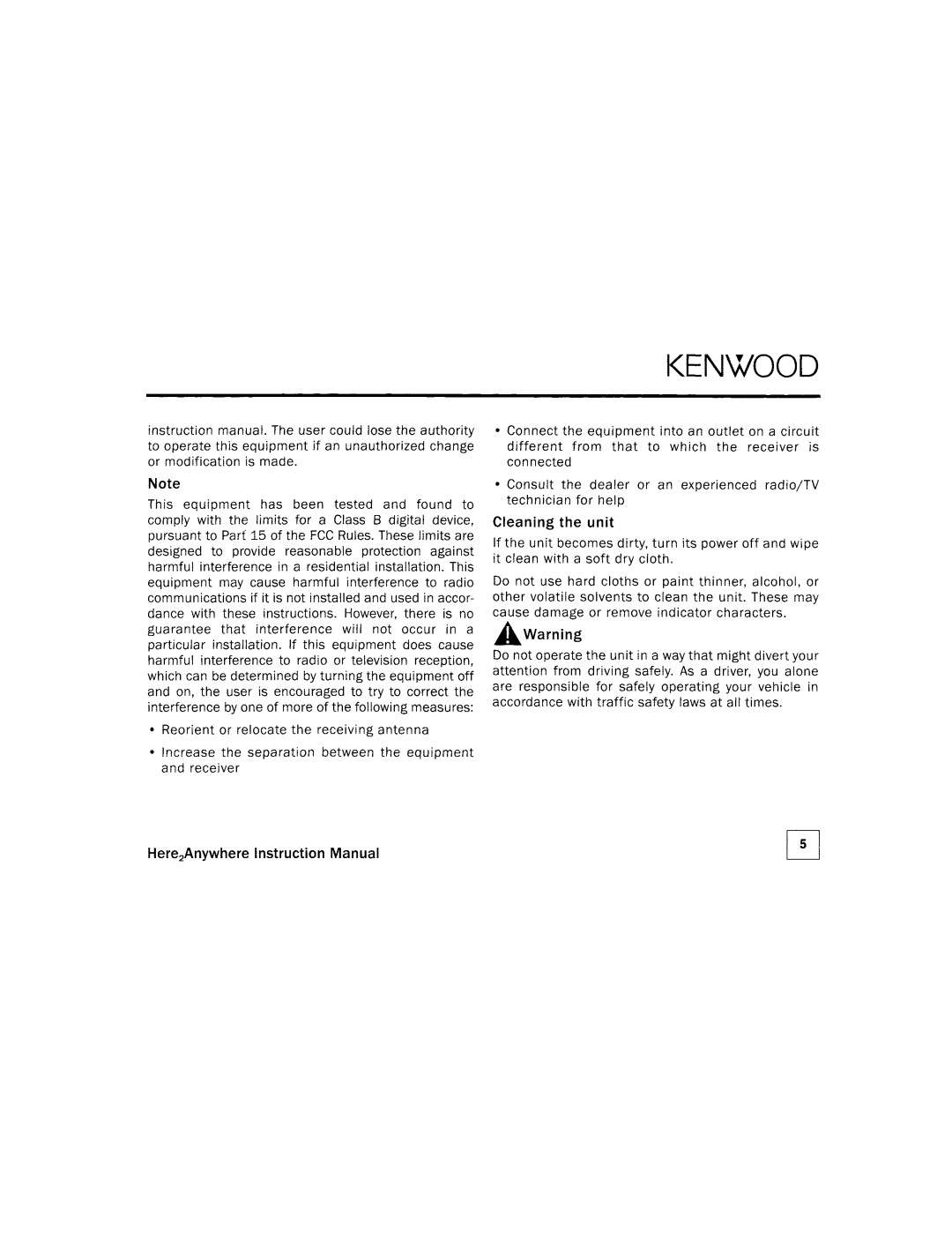 Kenwood KTC=H2A1 manual 