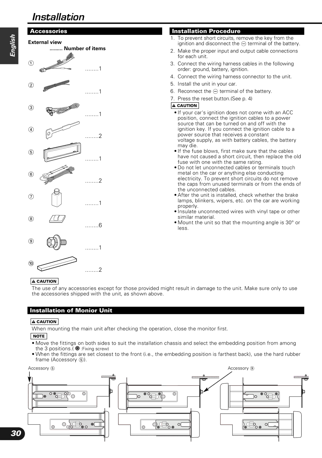 Kenwood KVC-1000 instruction manual Installation, External view Number of items 