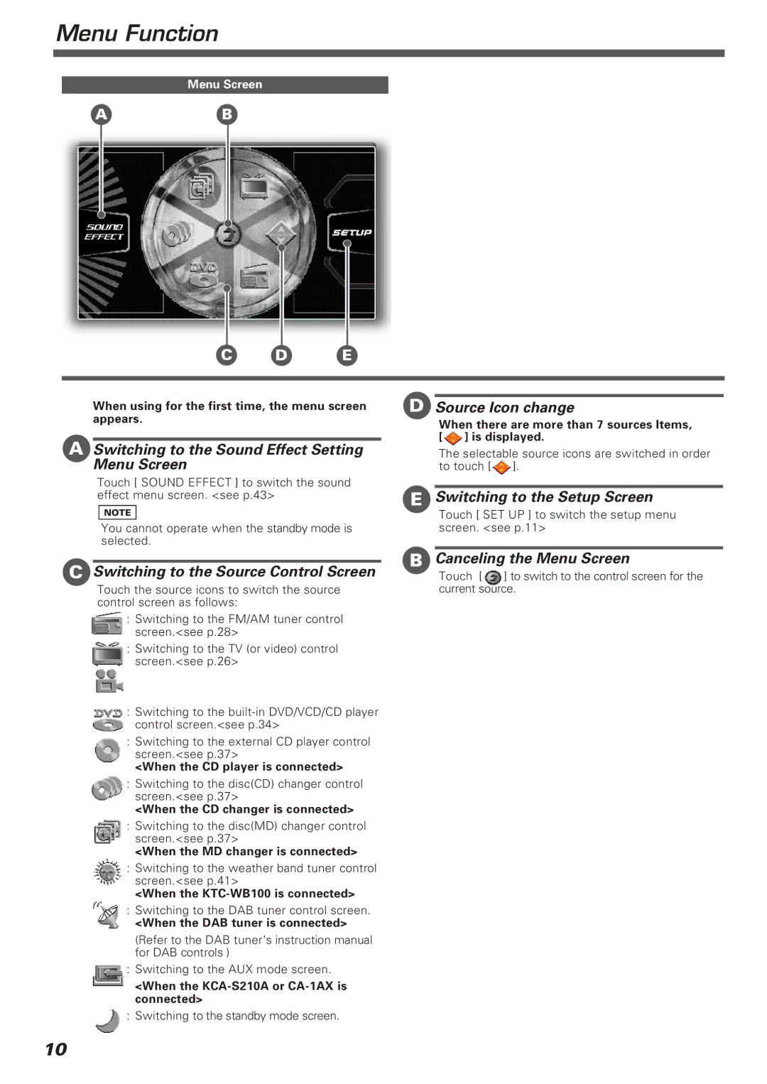 Kenwood KVT-911DVD instruction manual Menu Function 