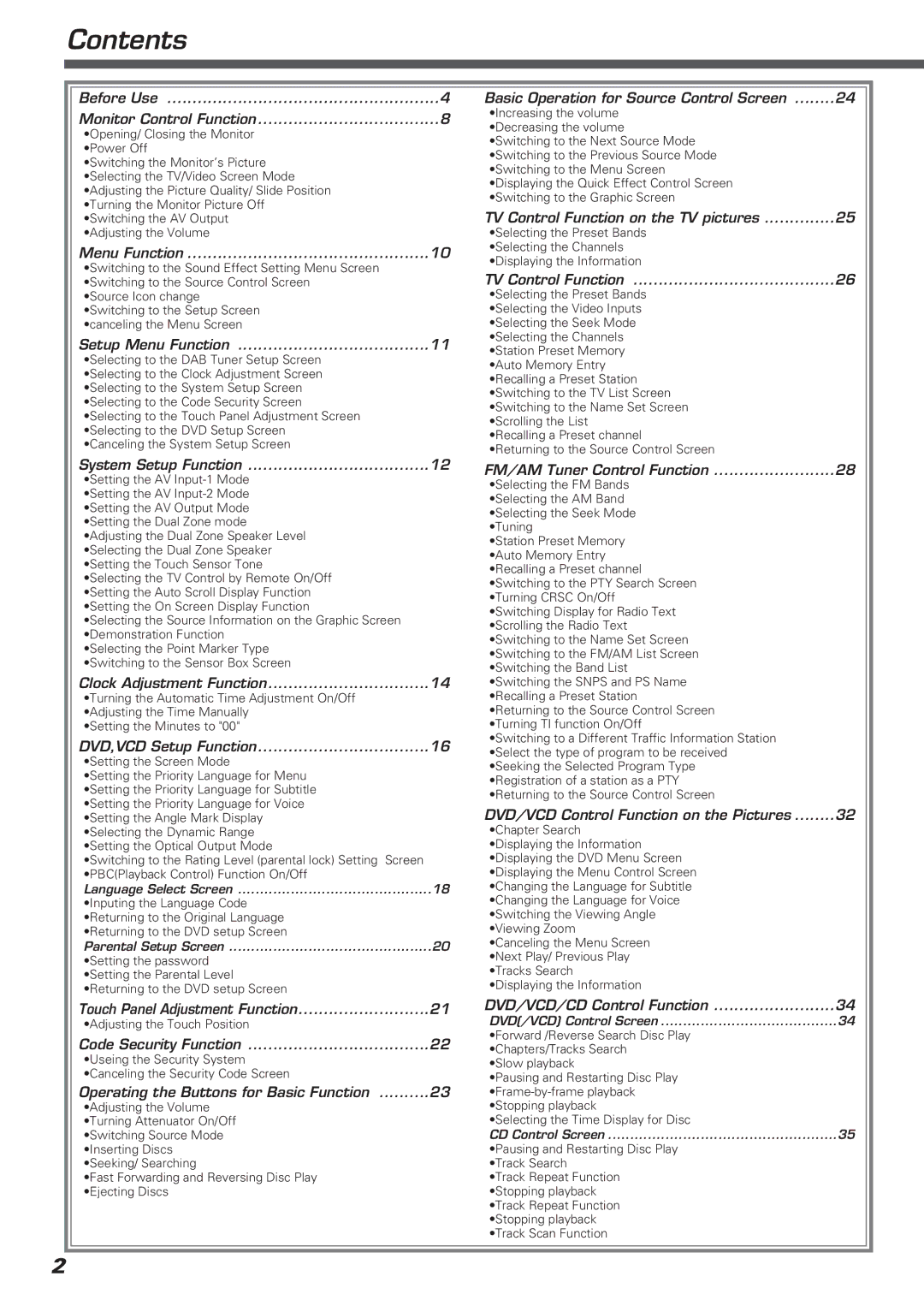 Kenwood KVT-911DVD instruction manual Contents 