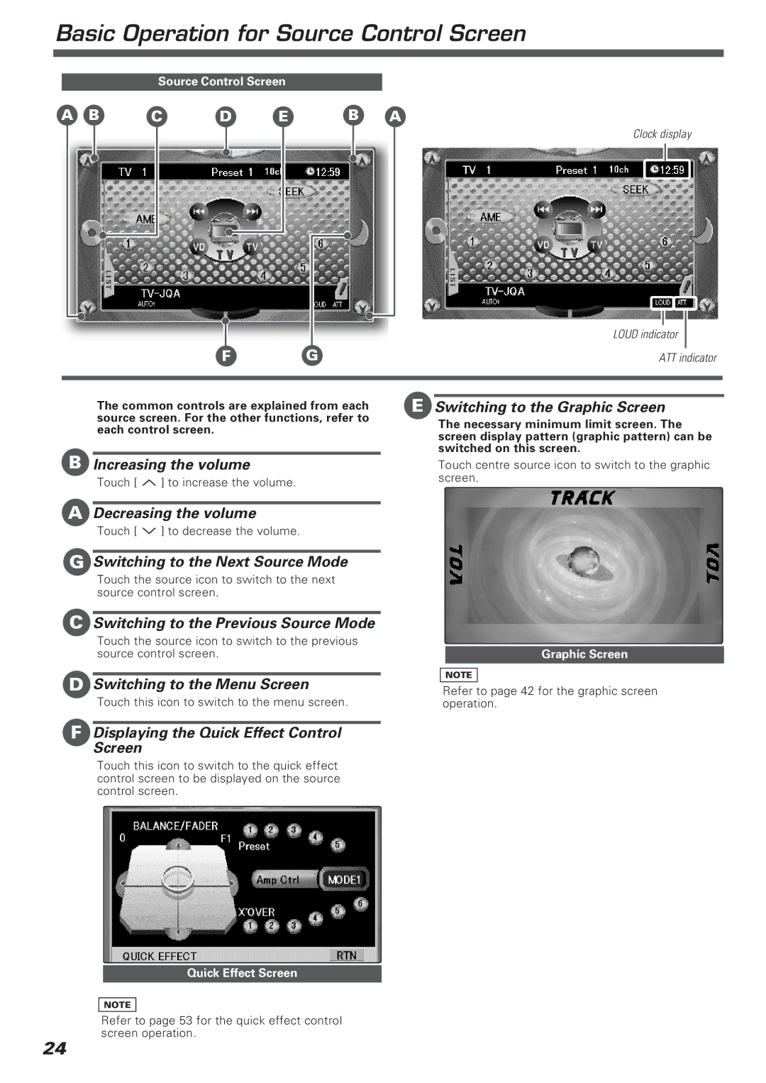 Kenwood KVT-911DVD instruction manual Basic Operation for Source Control Screen 