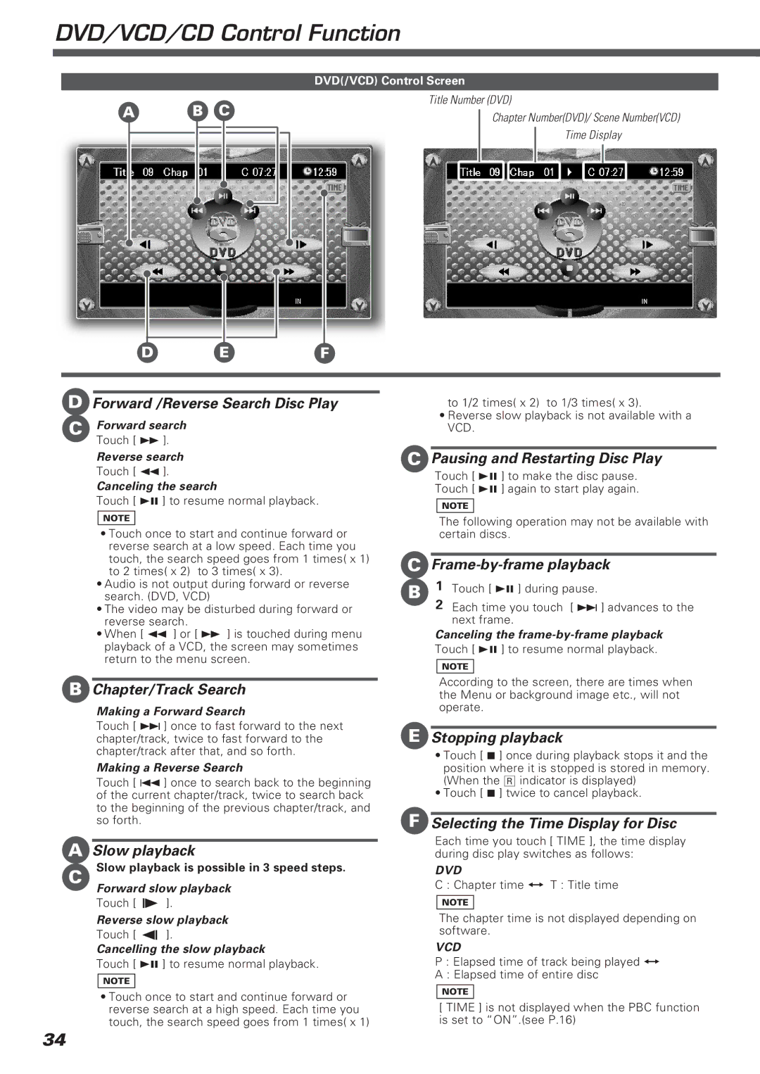 Kenwood KVT-911DVD instruction manual DVD/VCD/CD Control Function 