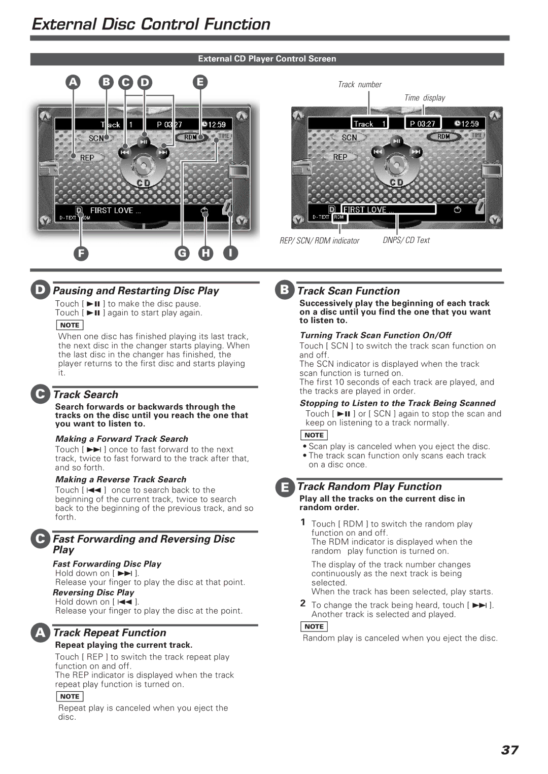 Kenwood KVT-911DVD External Disc Control Function, Making a Forward Track Search, Making a Reverse Track Search 