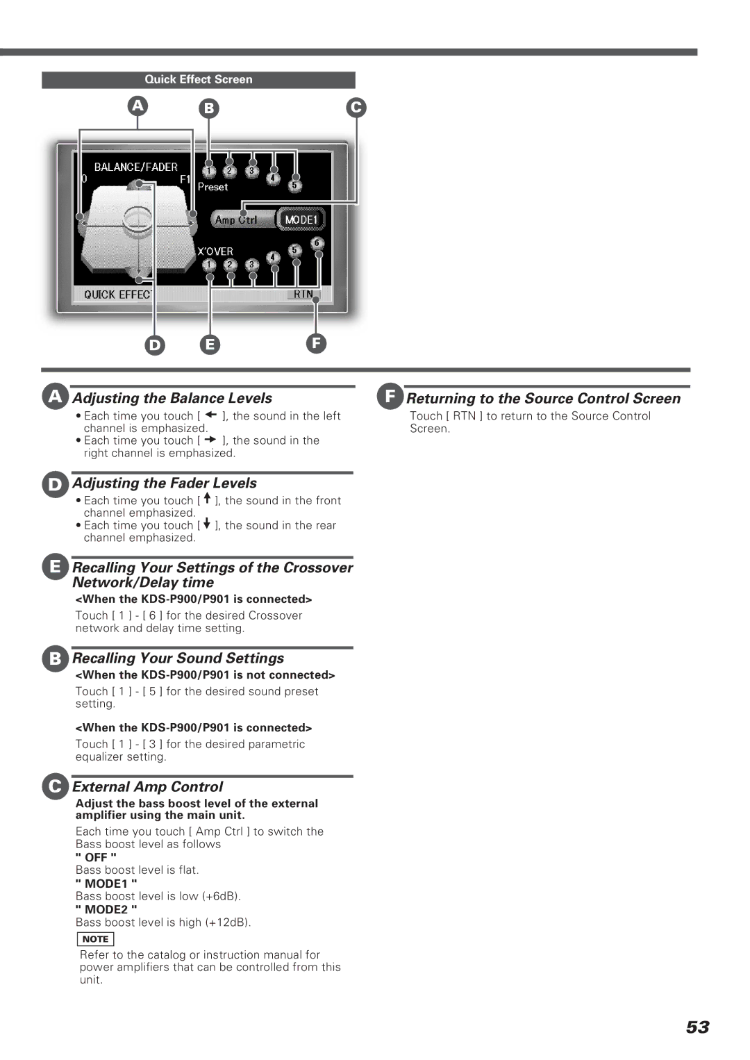 Kenwood KVT-911DVD Recalling Your Settings of the Crossover Network/Delay time, Recalling Your Sound Settings 