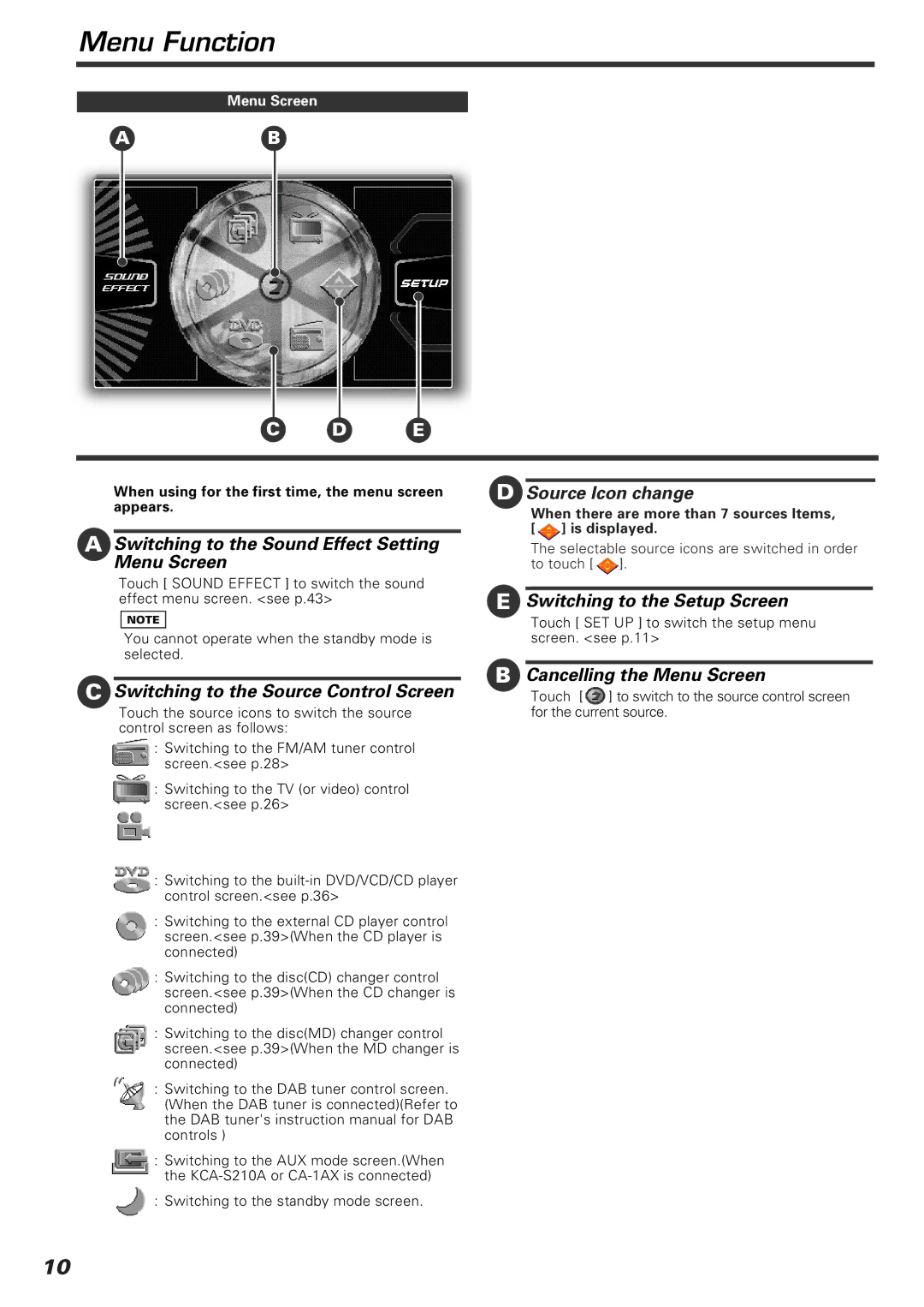 Kenwood KVT-920DVD instruction manual Menu Function 