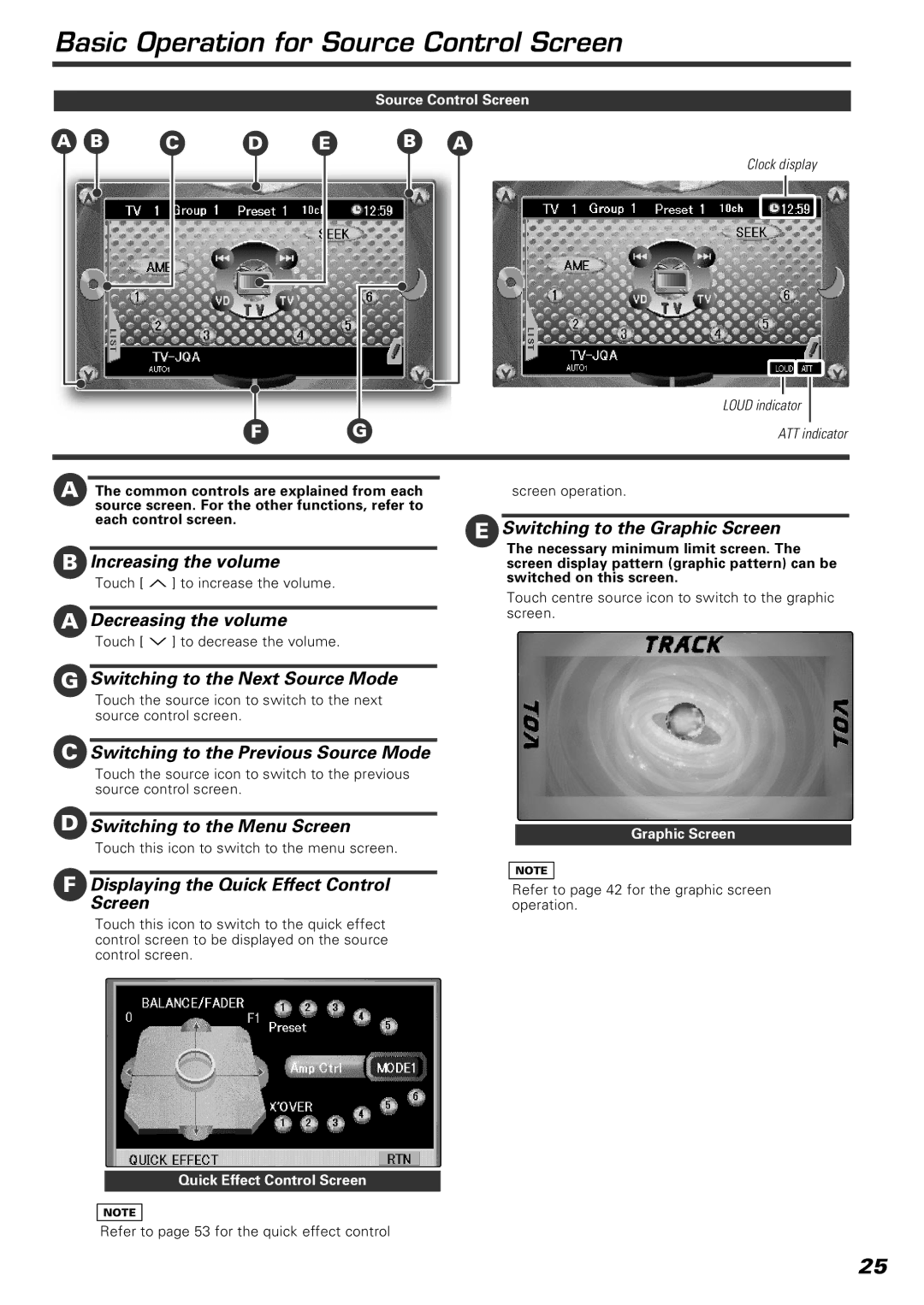 Kenwood KVT-920DVD instruction manual Basic Operation for Source Control Screen 