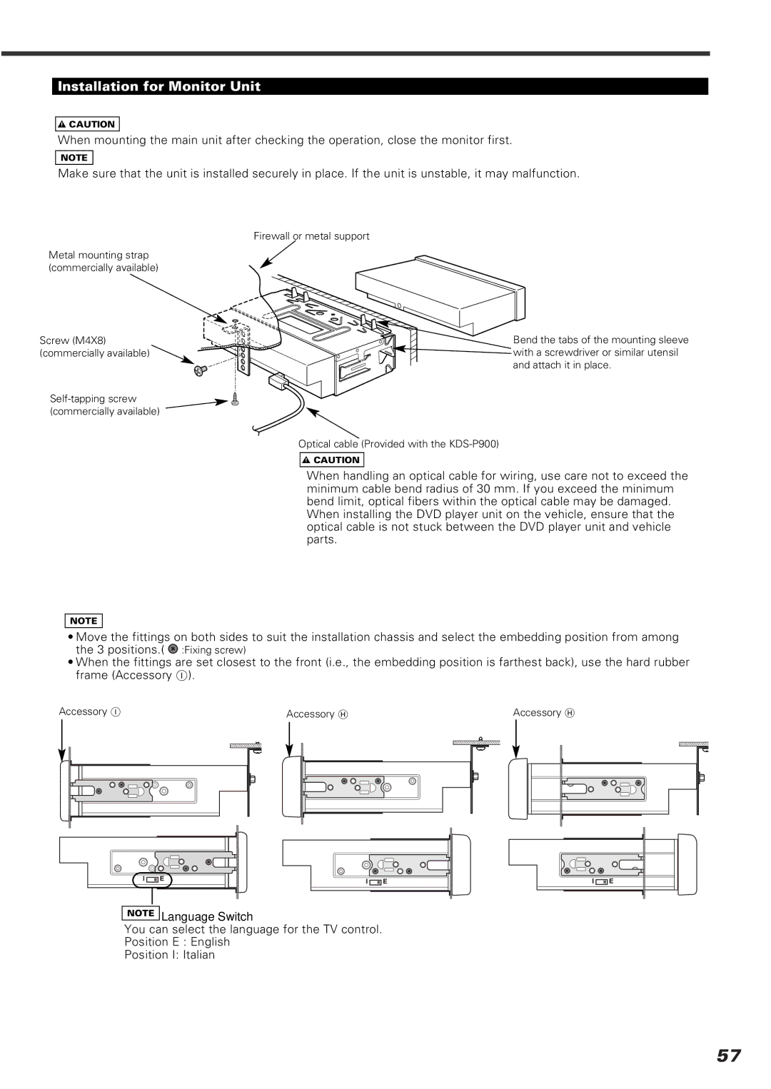 Kenwood KVT-920DVD instruction manual Installation for Monitor Unit 