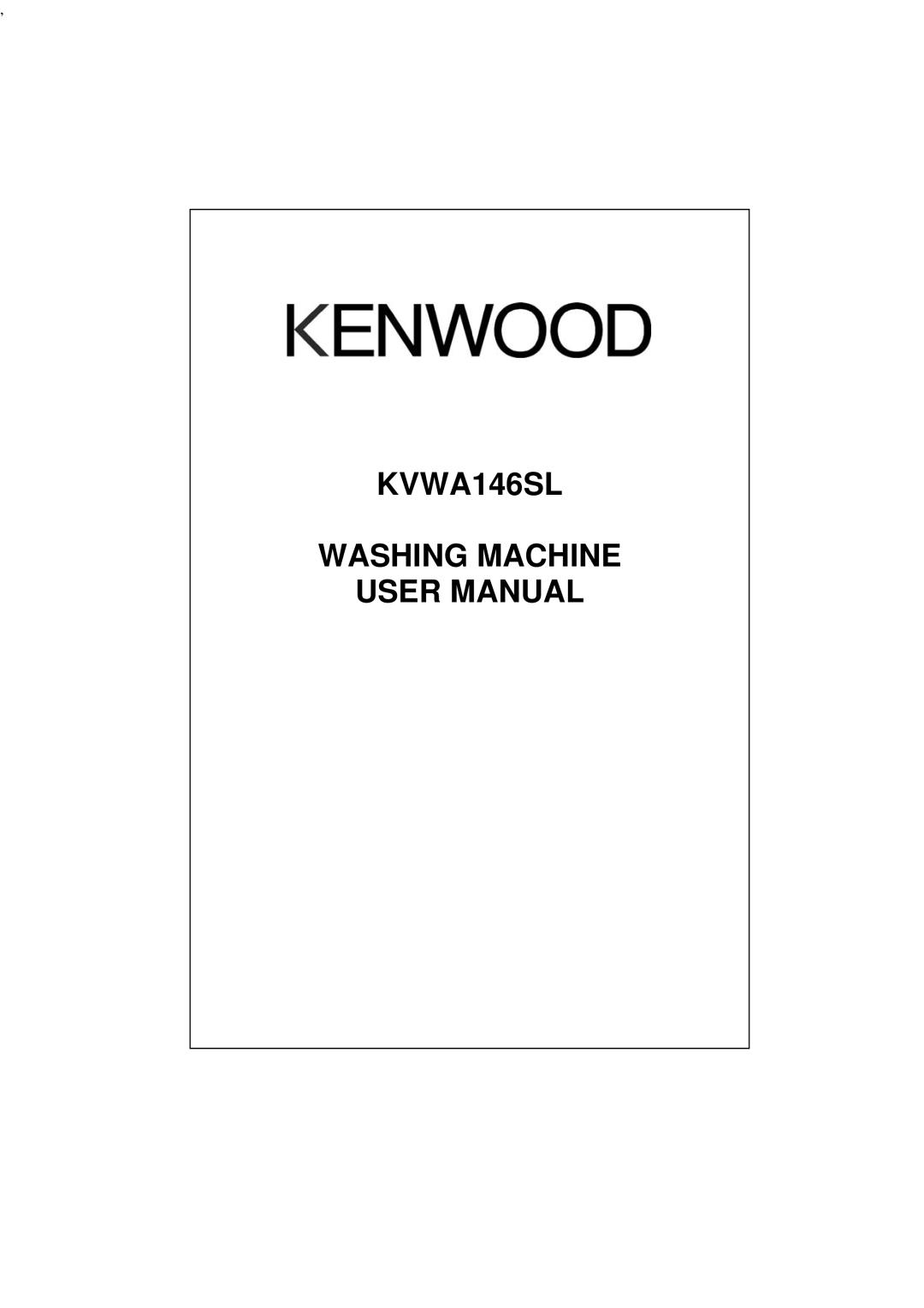 Kenwood user manual KVWA146SL Washing Machine 