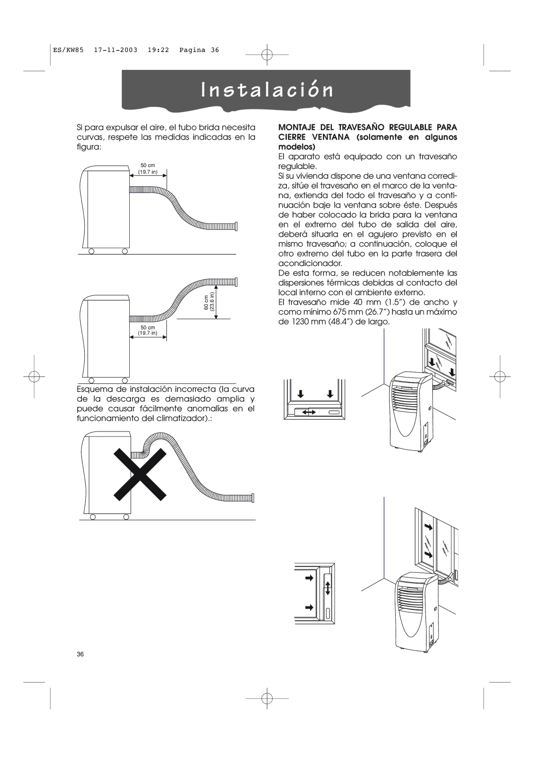 Kenwood KW85 manual 50 cm 19.7 60 cm 23.6 