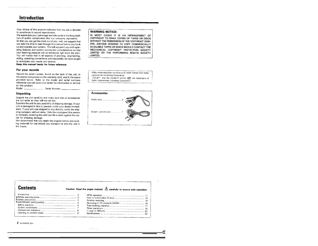 Kenwood KX-W4040 manual 