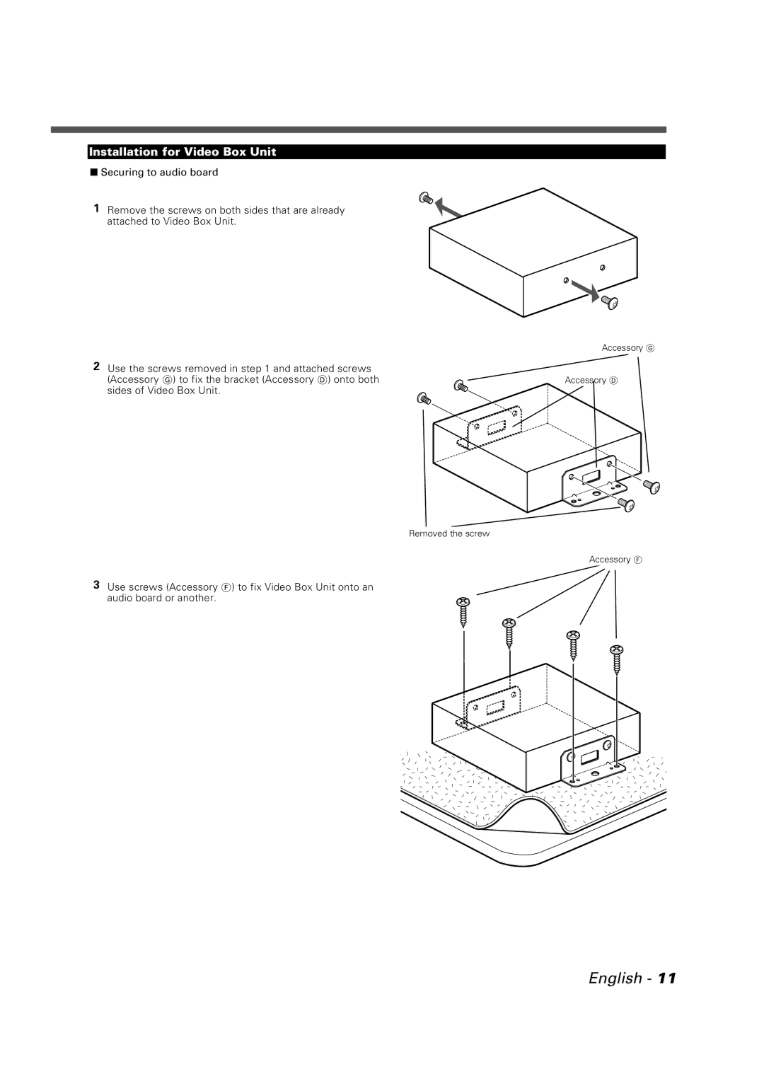 Kenwood LZ-7500 instruction manual Installation for Video Box Unit, Sides of Video Box Unit 