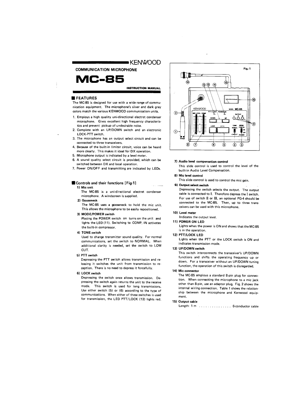 Kenwood MC-85 manual 