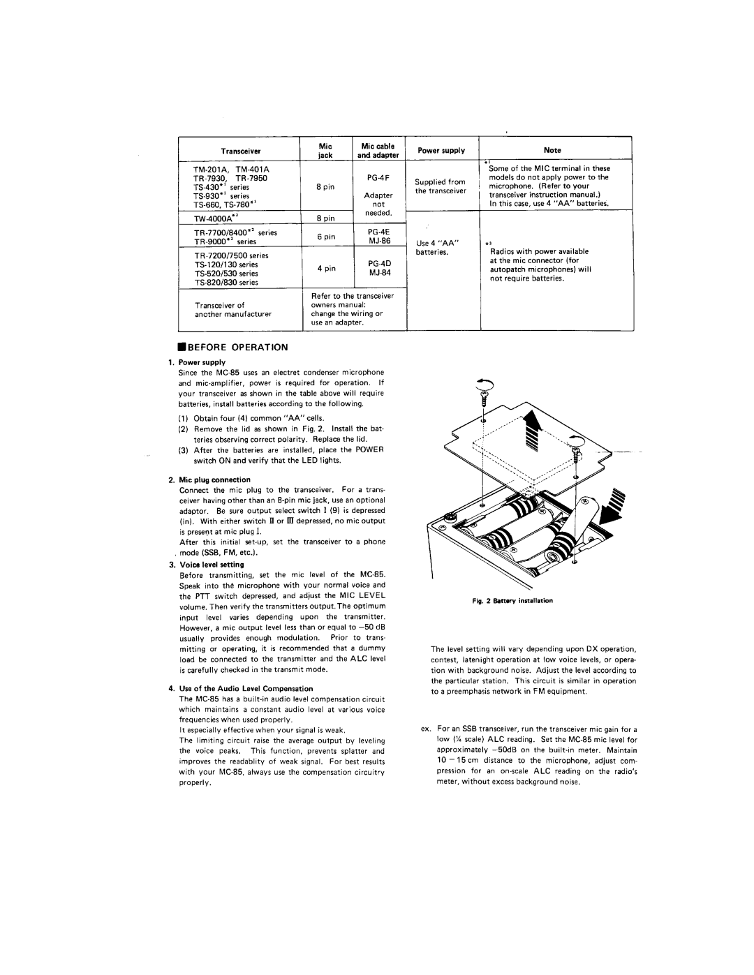 Kenwood MC-85 manual 