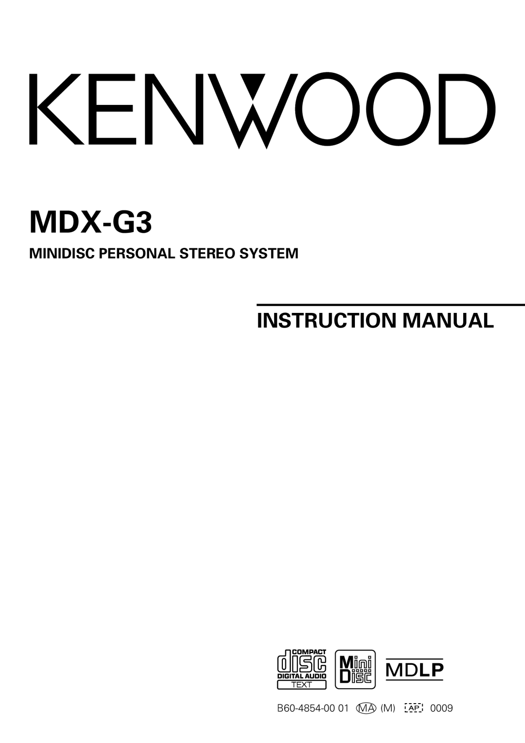 Kenwood MDX-G3 instruction manual 