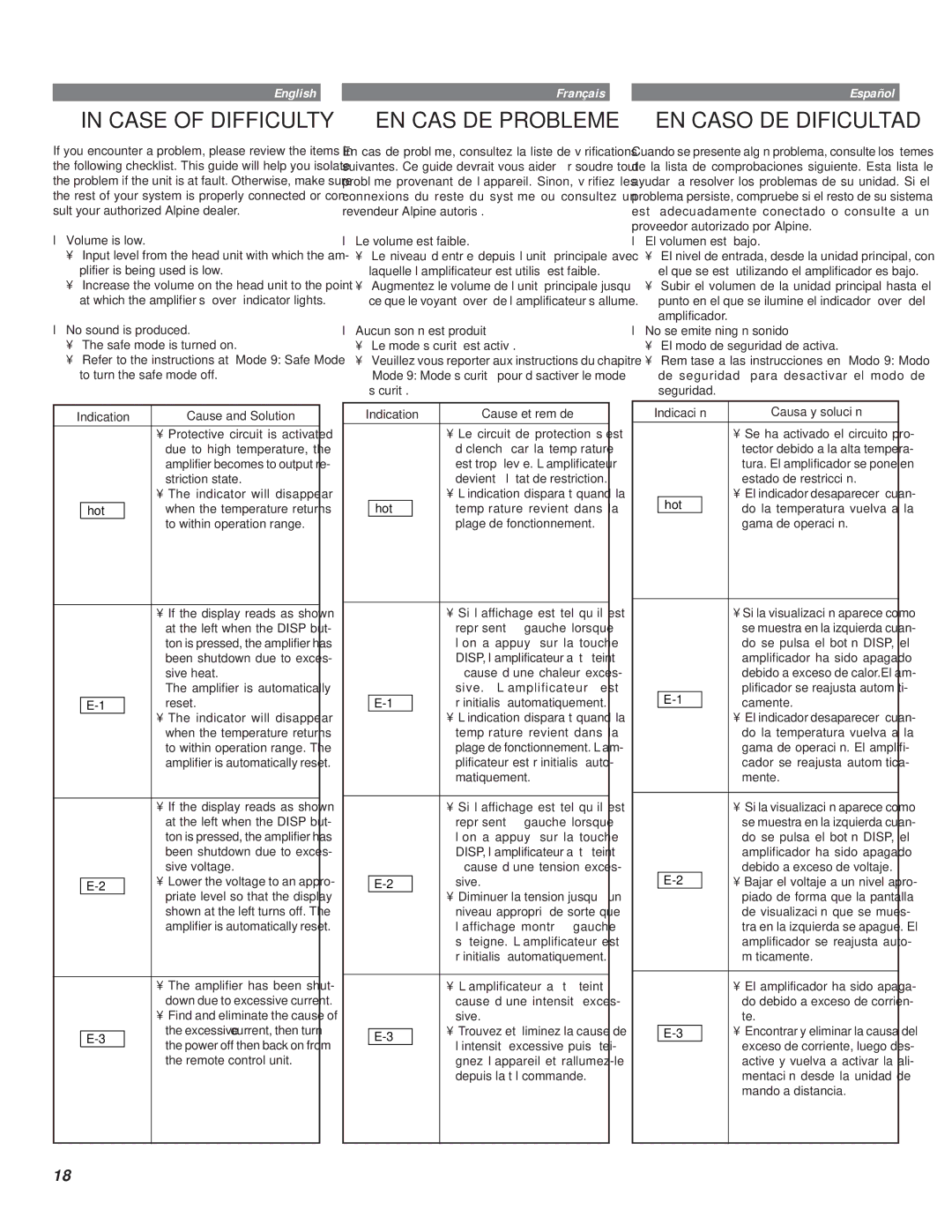 Kenwood MRD-M300, MRD-M500 owner manual EN CAS DE Probleme, EN Caso DE Dificultad 