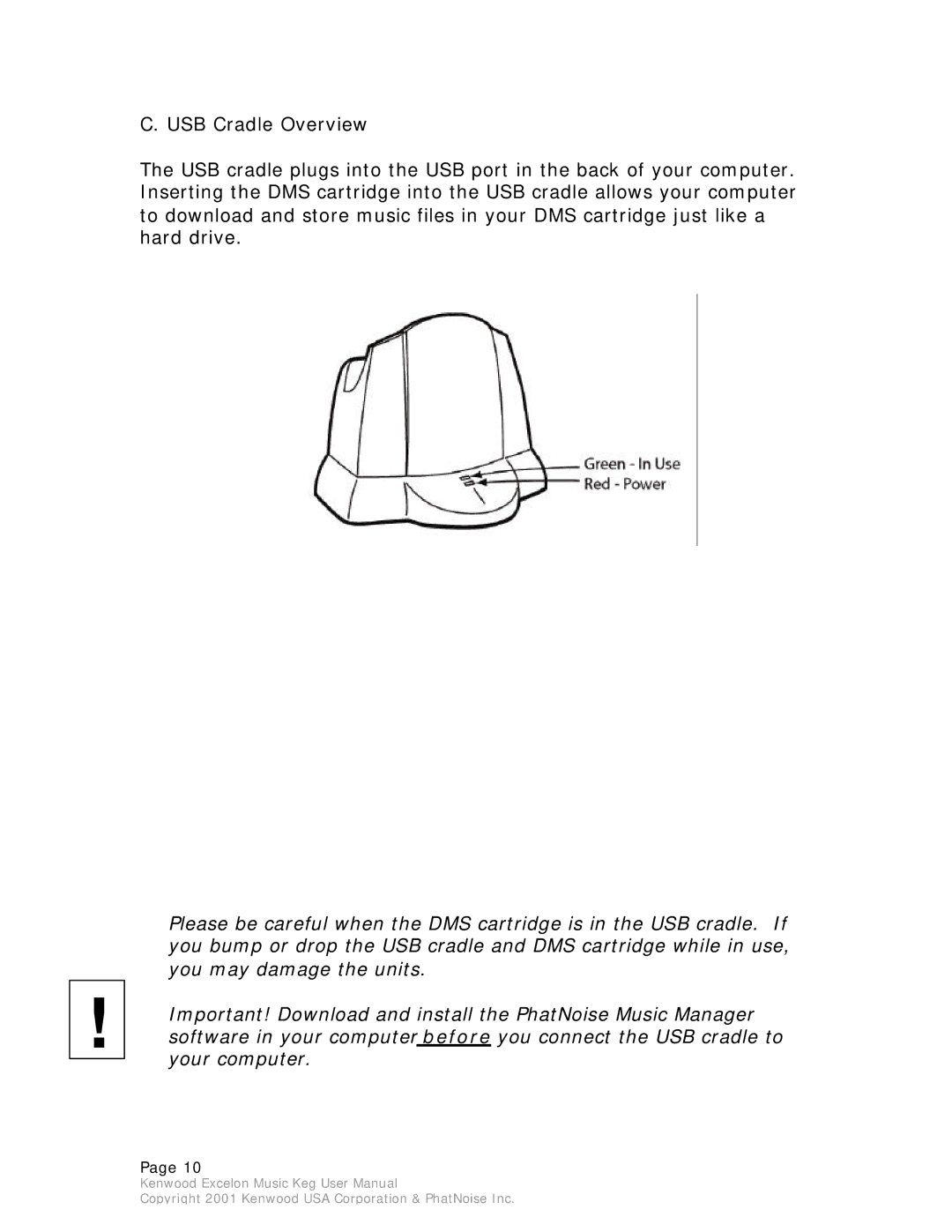 Kenwood Music Keg manual Copyright 2001 Kenwood USA Corporation & PhatNoise Inc 