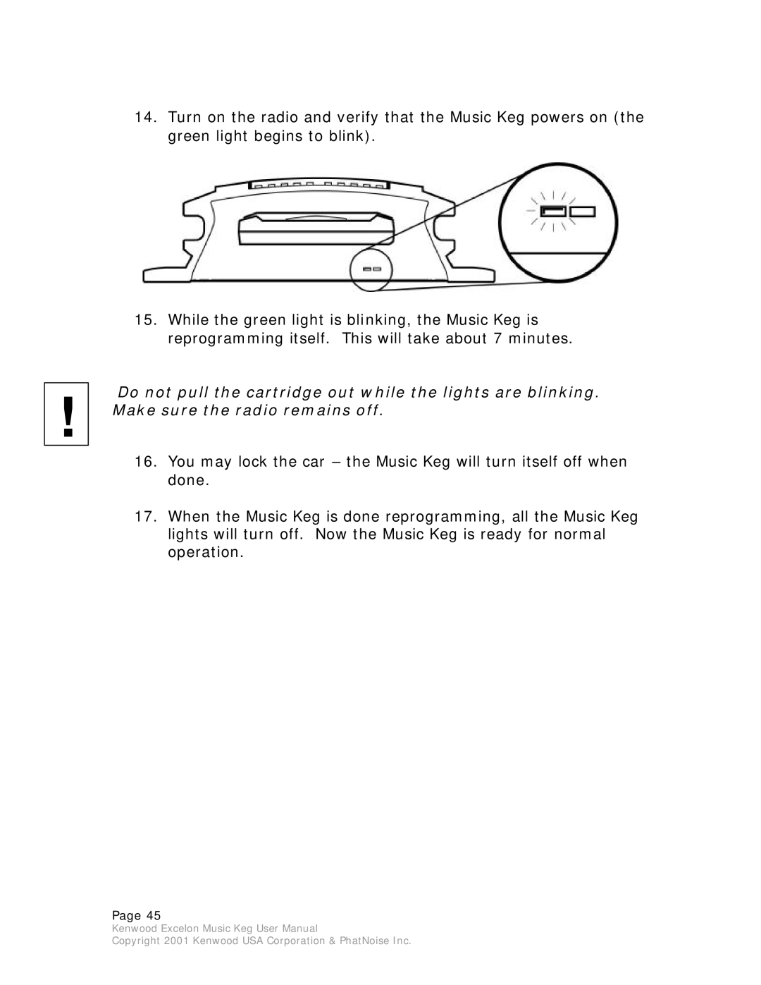 Kenwood Music Keg manual Copyright 2001 Kenwood USA Corporation & PhatNoise Inc 