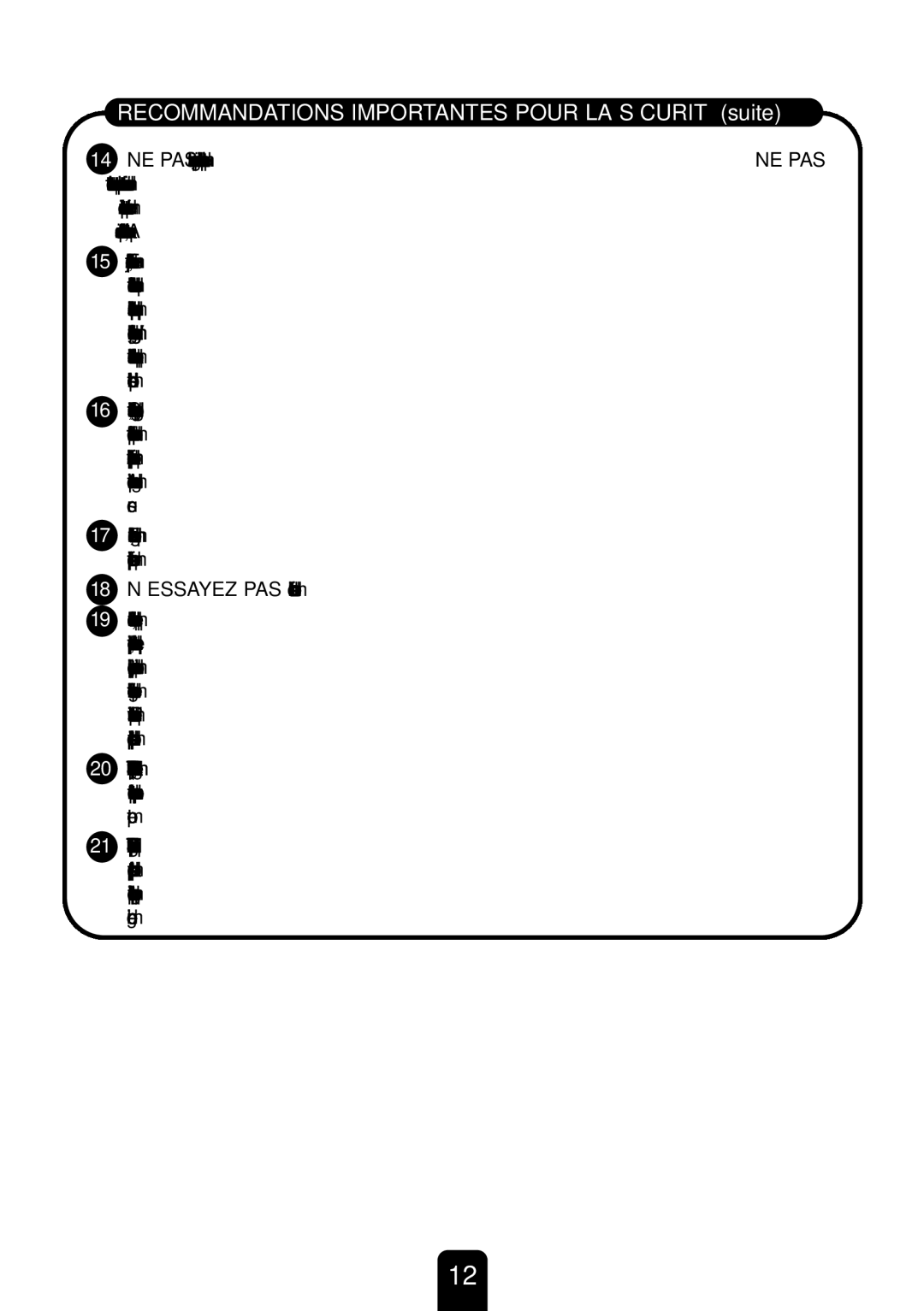 Kenwood MW430M manual Recommandations Importantes Pour LA Sécurité suite 