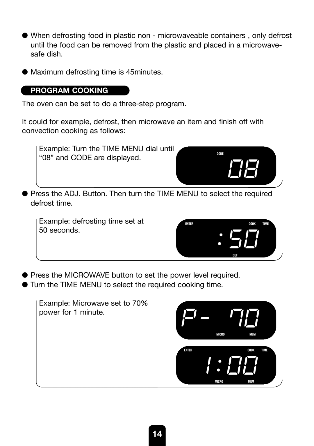 Kenwood MW761E manual Program Cooking 