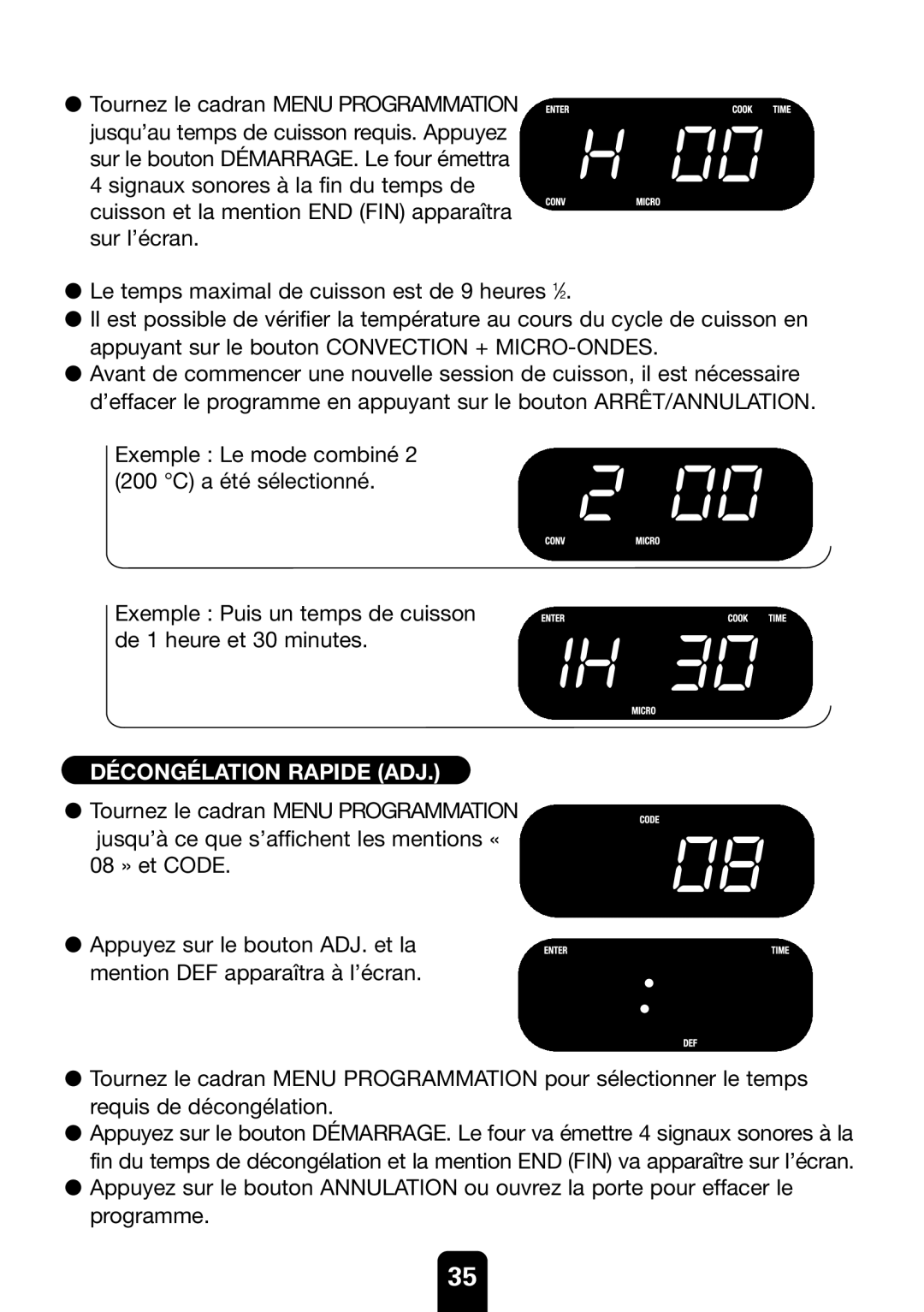 Kenwood MW761E manual Décongélation Rapide ADJ 