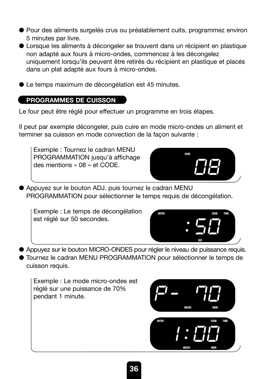 Kenwood MW761E manual Programmes DE Cuisson 