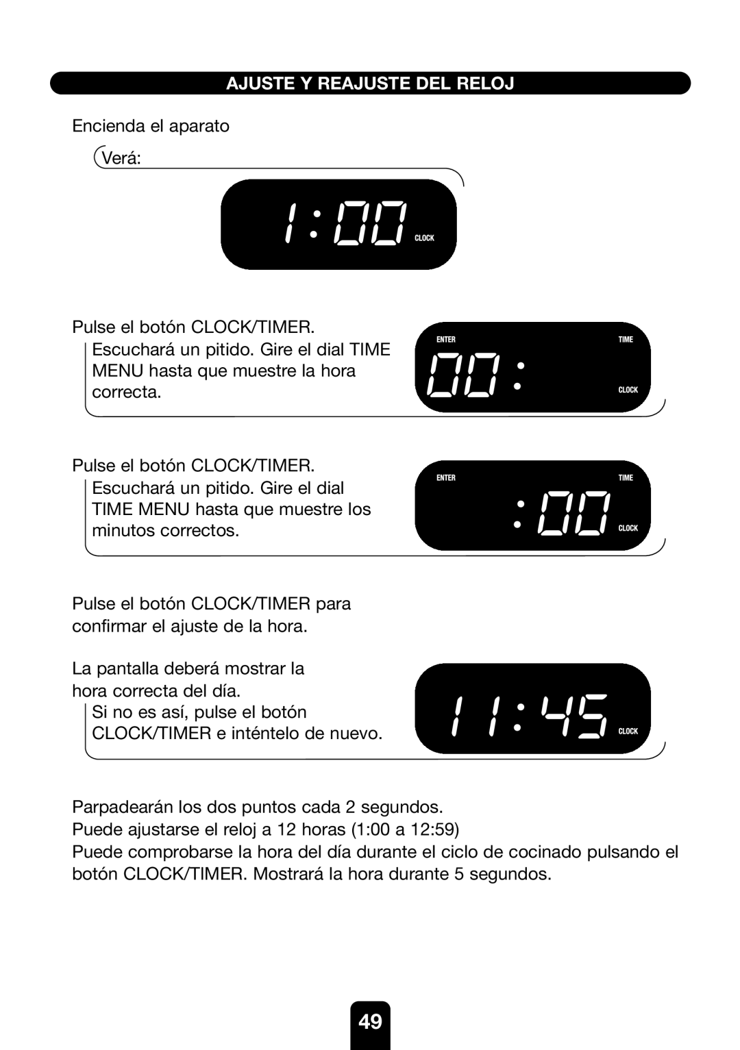 Kenwood MW761E manual Ajuste Y Reajuste DEL Reloj 