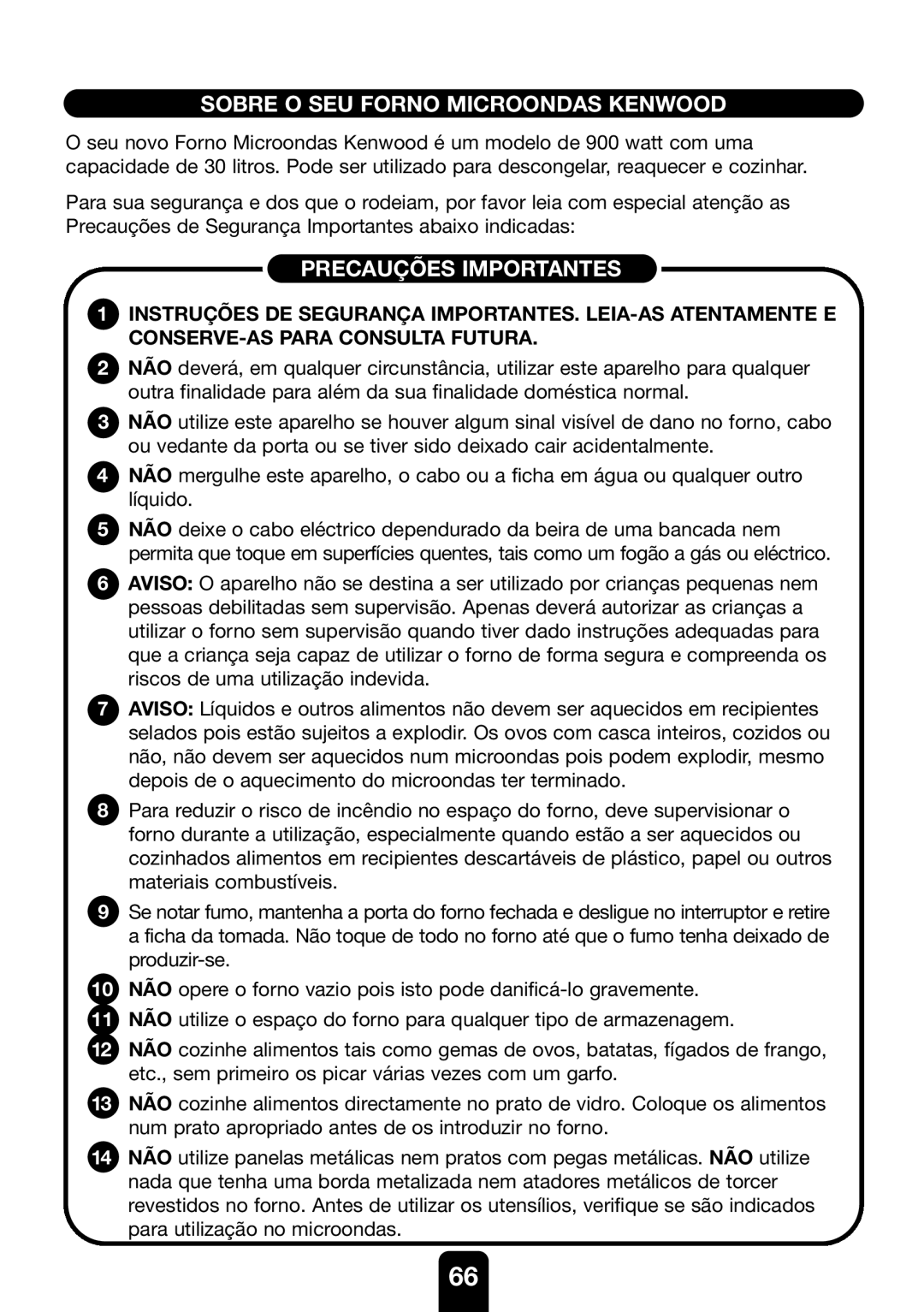 Kenwood MW761E manual Sobre O SEU Forno Microondas Kenwood, Precauções Importantes 