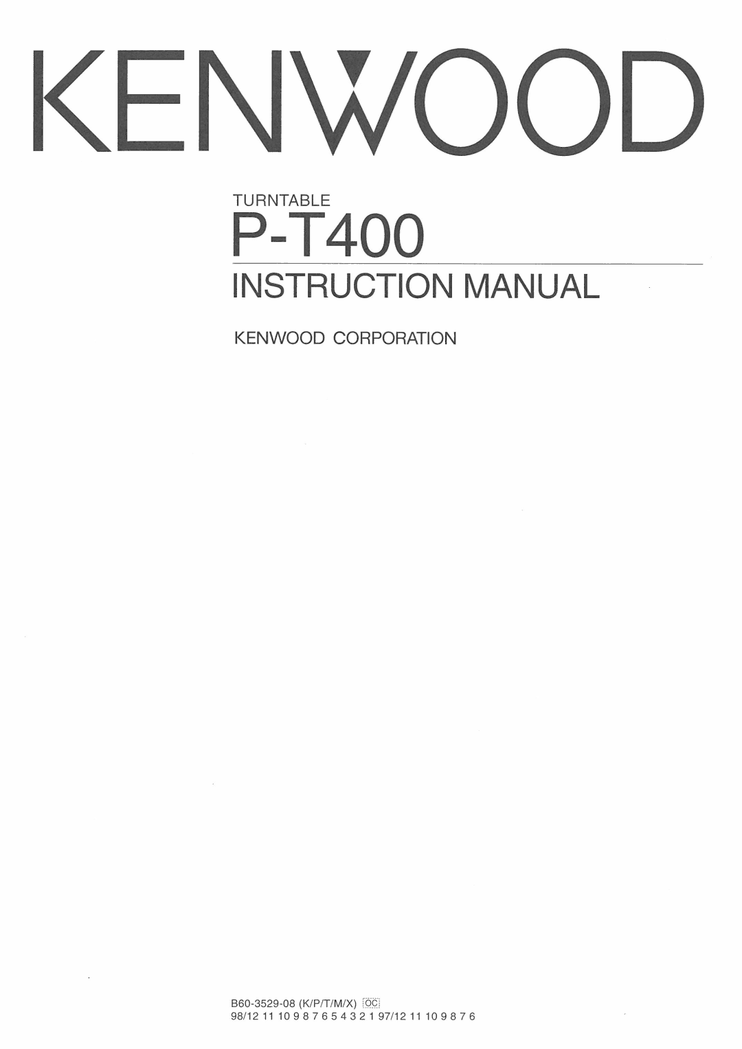 Kenwood P-T400 manual 