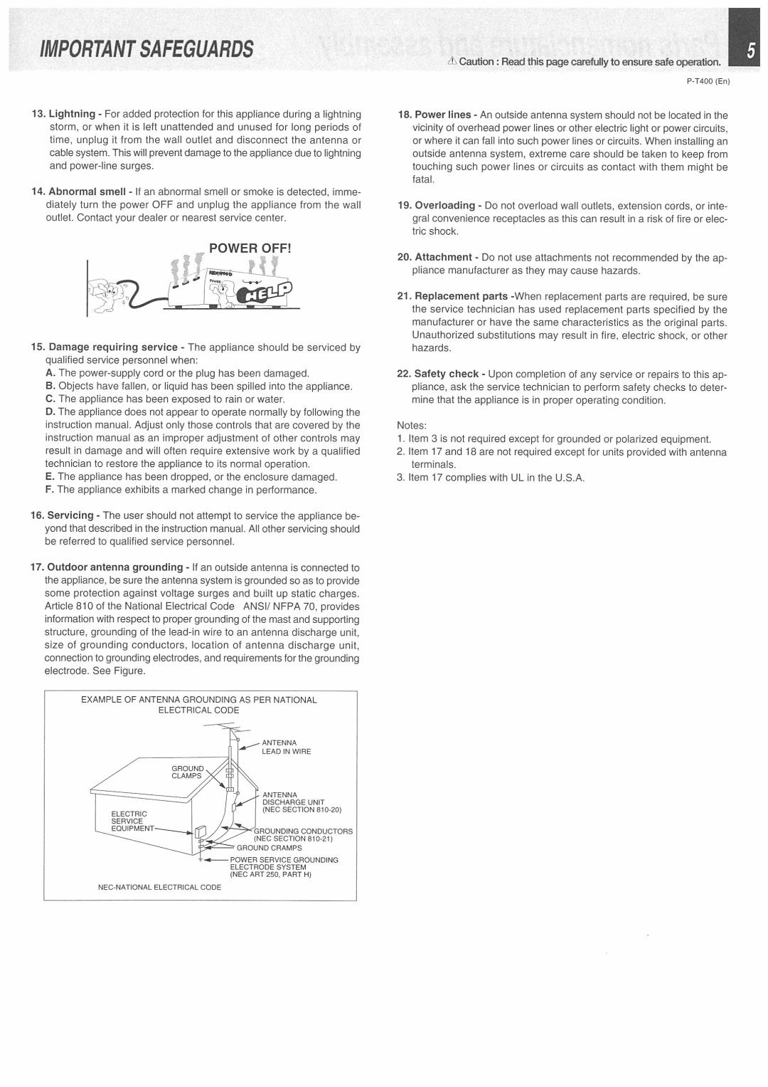 Kenwood P-T400 manual 