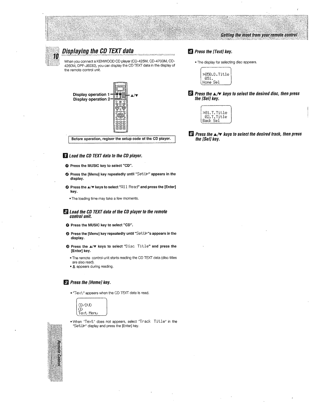 Kenwood Preset Remote Control manual 