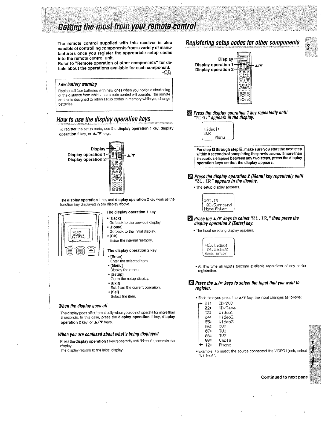 Kenwood Preset Remote Control manual 